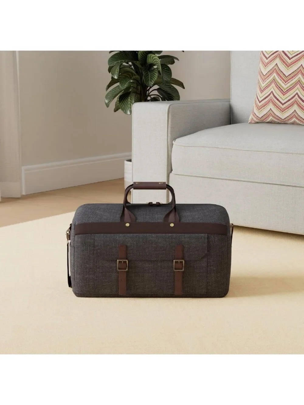 Waterproof Leather Canvas Duffle Bag | Travel Weekender Overnight Bag for Men